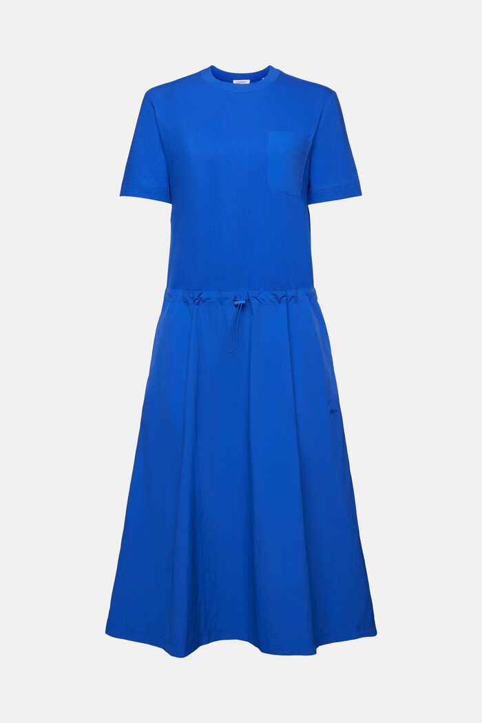 Mixed Material Midi Dress, BRIGHT BLUE, detail image number 6