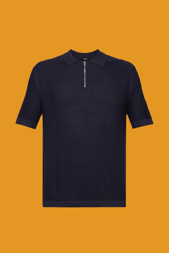 Textured half-zip polo shirt, NAVY, detail image number 6