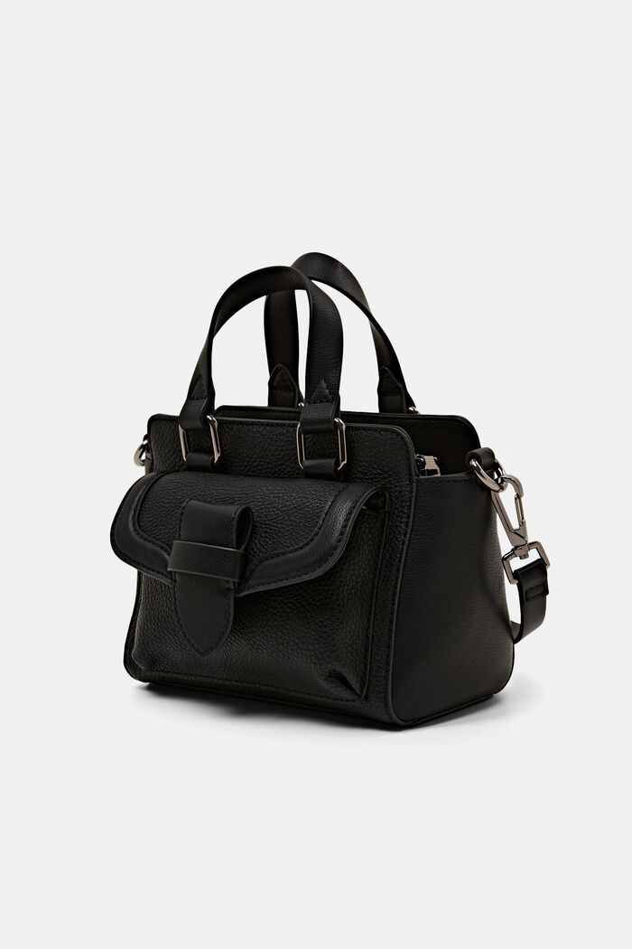 Faux leather city bag, BLACK, detail image number 2