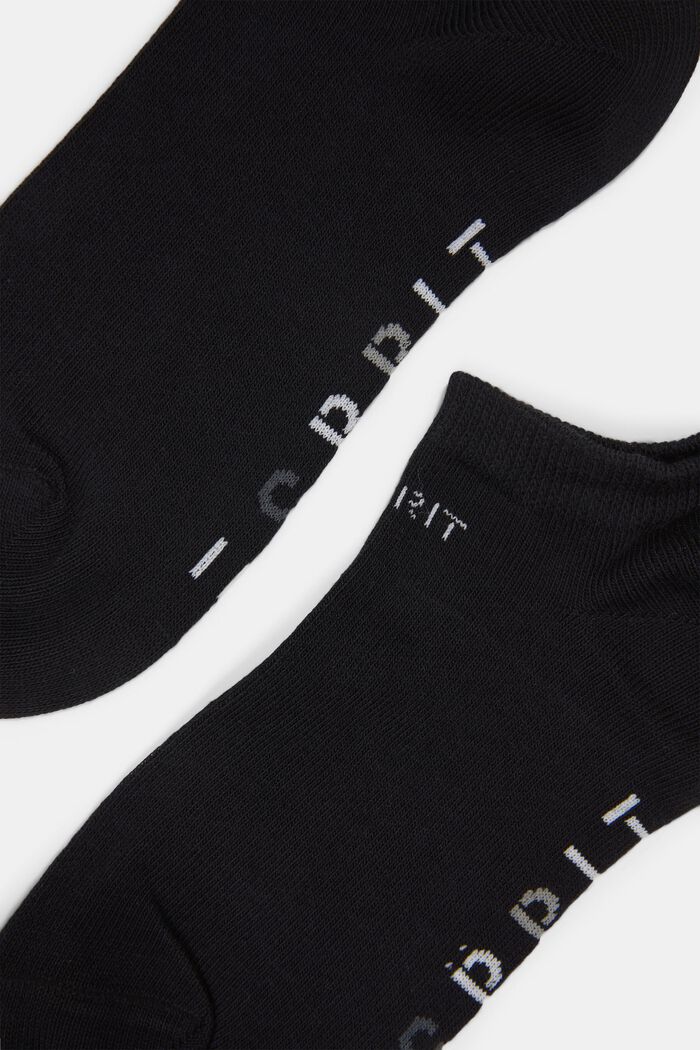 Double pack of trainer socks with a logo, BLACK, detail image number 1