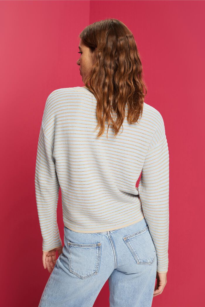 Mixed Knit Striped Sweater, NEW PASTEL BLUE, detail image number 3
