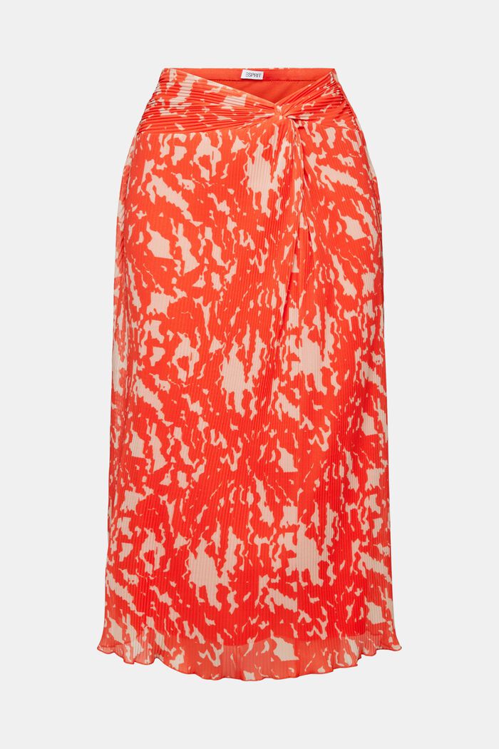 Printed Mesh Midi Skirt, BRIGHT ORANGE, detail image number 7
