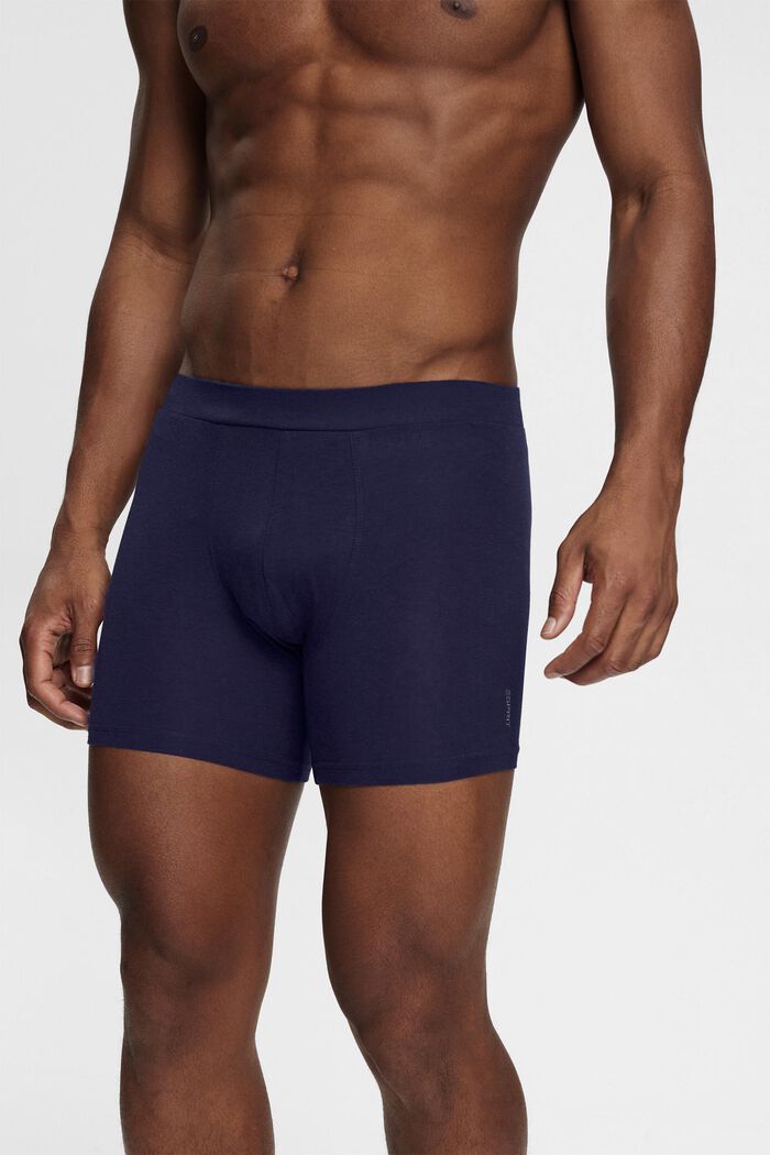 Multi-pack long cotton blend stretch men's shorts, NAVY, detail image number 0