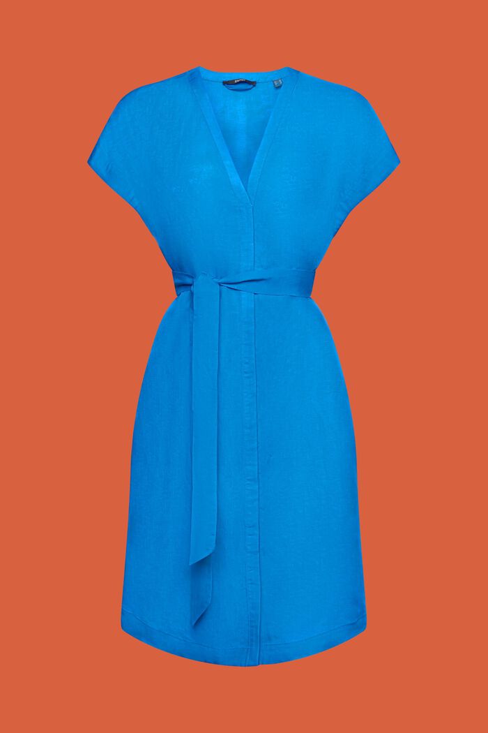 Belted tunica dress, linen blend, BRIGHT BLUE, detail image number 5