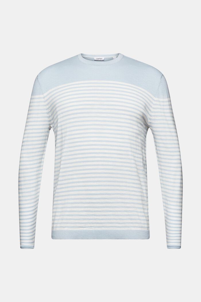 Striped Cotton Sweater, LIGHT BLUE, detail image number 6