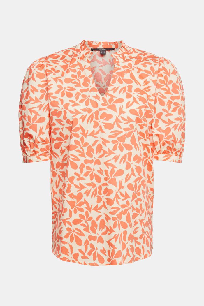 Cotton blouse with a print, CORAL ORANGE, detail image number 6