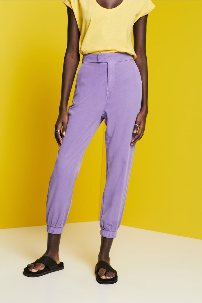 High-rise sporty twill trousers, PURPLE, detail image number 0