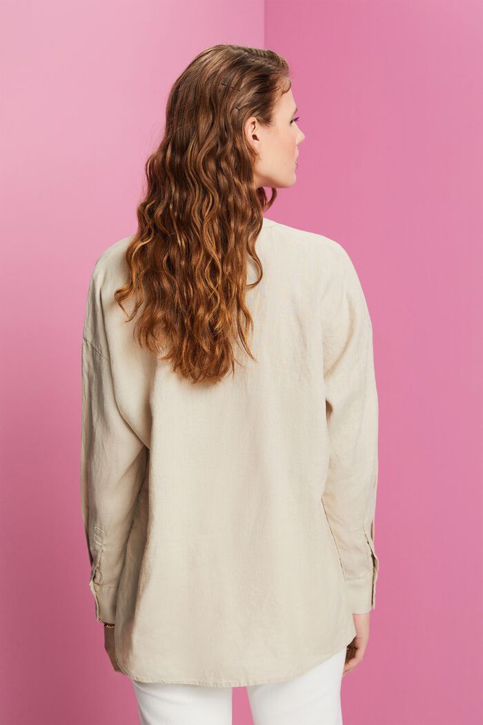 Linen Blouse, LIGHT TAUPE, detail image number 3