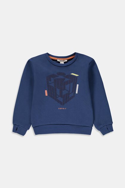 Cotton sweatshirt with embellished square on chest