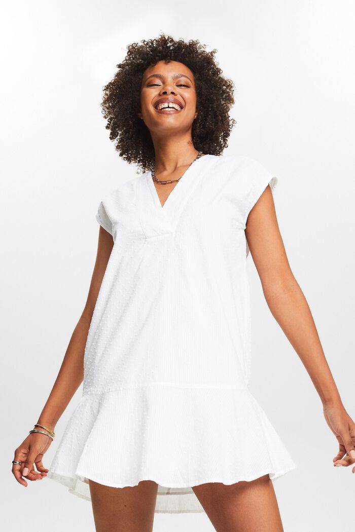 Sleeveless Peplum Mini Dress, WHITE, detail image number 0