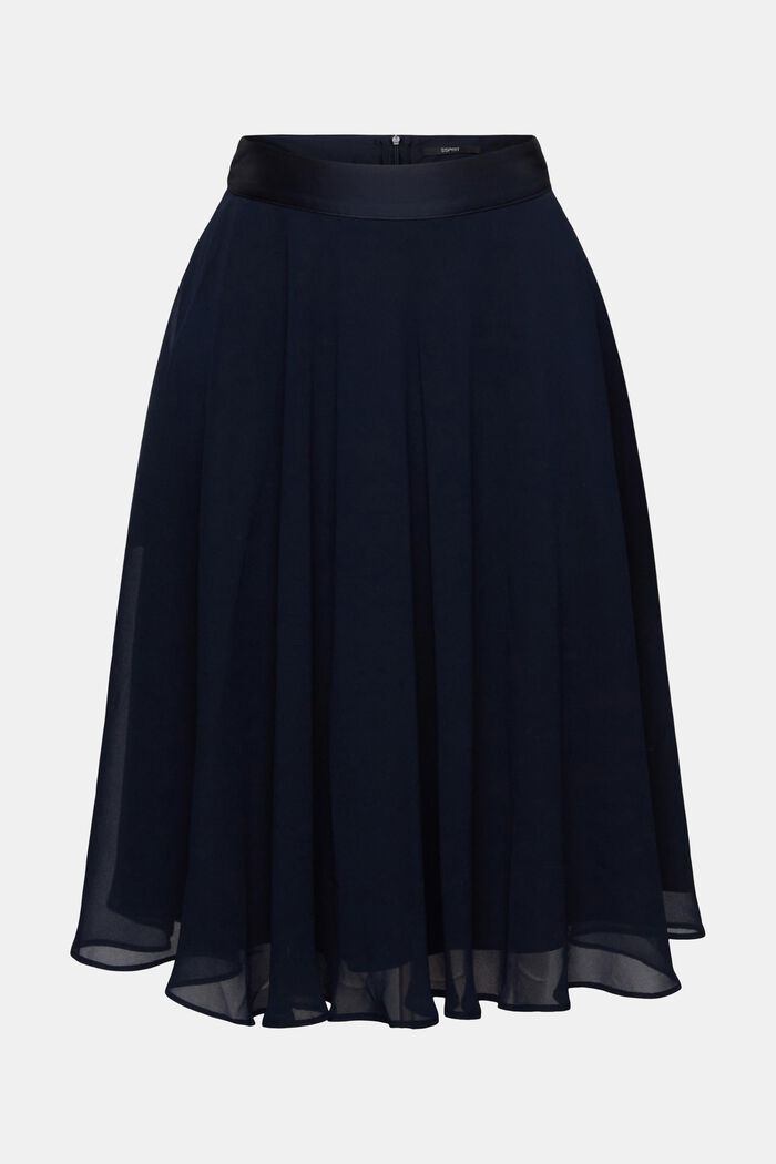 Knee-length chiffon skirt, NAVY, detail image number 8