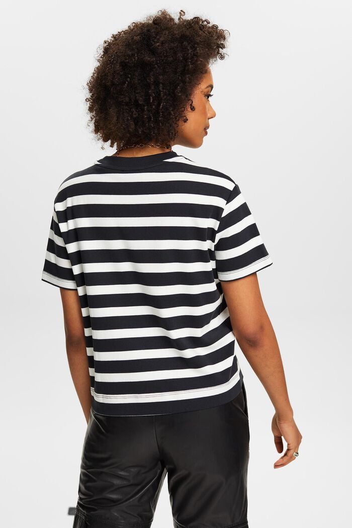 Striped Crewneck T-Shirt, BLACK, detail image number 2
