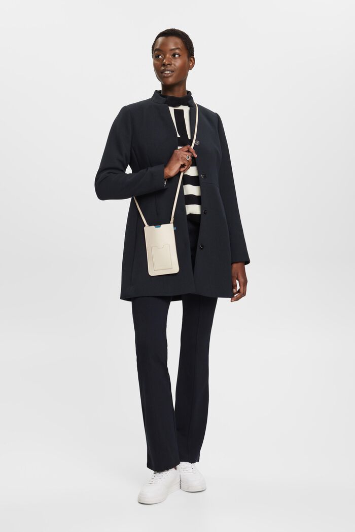 Waisted coat with inverted lapel collar, BLACK, detail image number 1